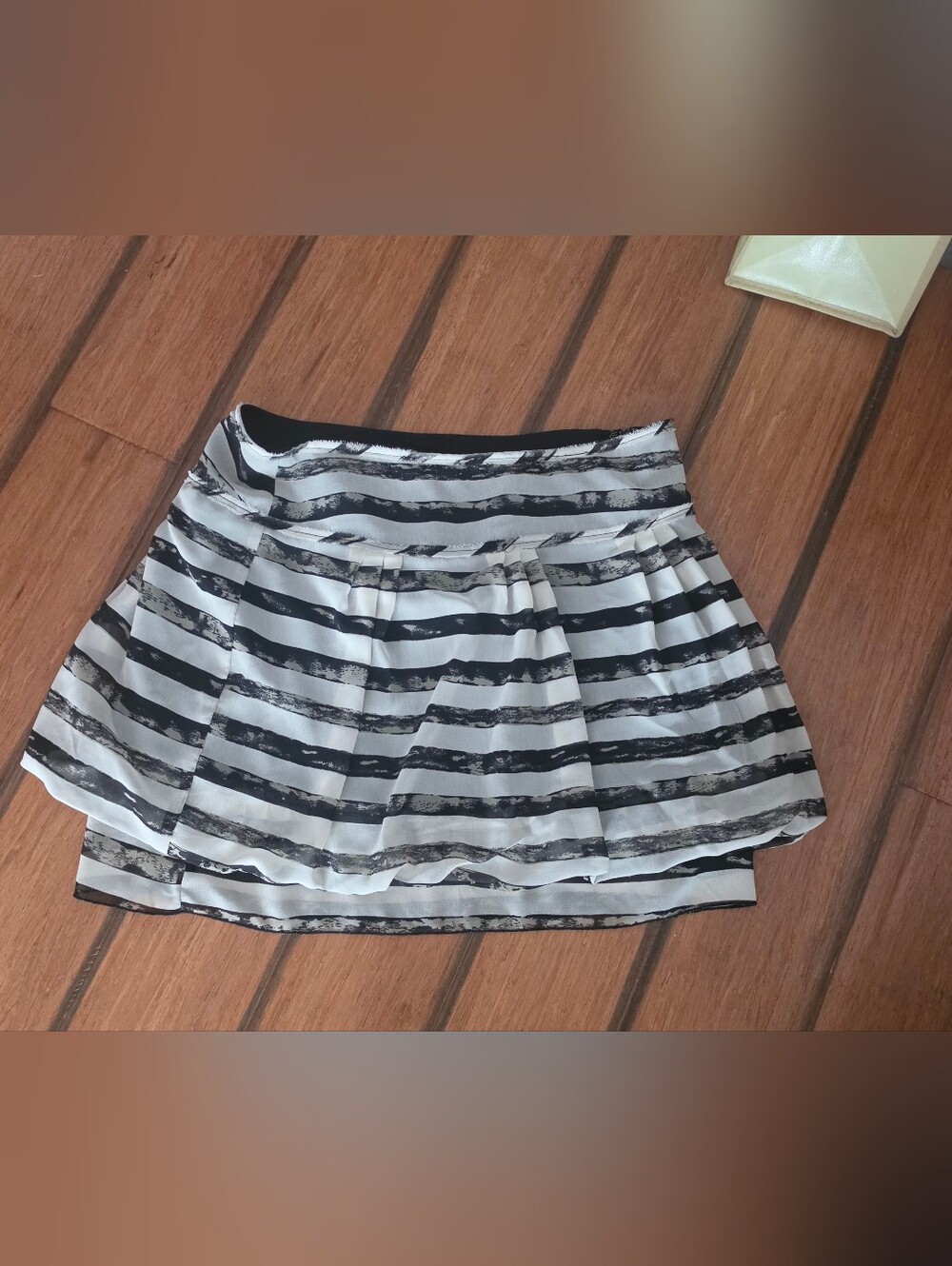 Women's Black and Off-White/light Yellow Striped Skirt